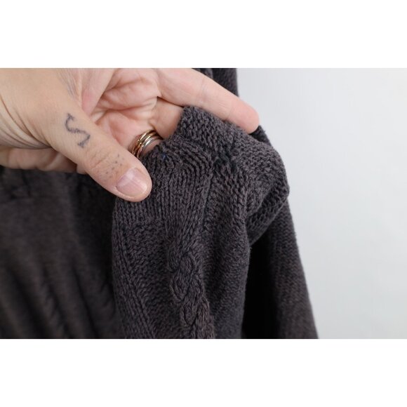 Buckle BKE Mens 2XL Thrashed Chunky Fisherman Cable Knit Henley Sweater Gray - Picture 6 of 16